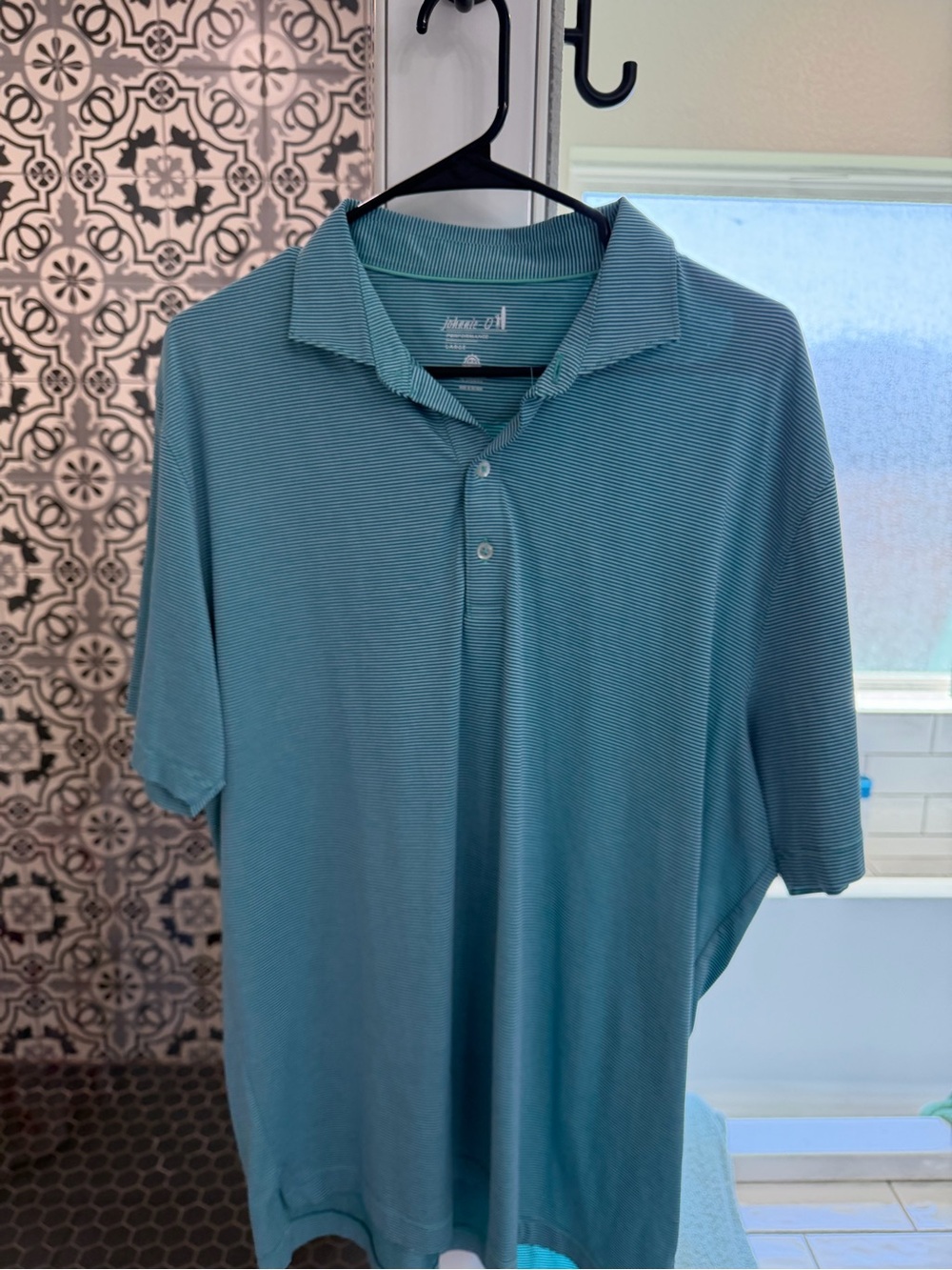johnnie-O Teal Micro-Striped Short-Sleeve Polo